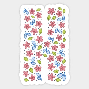 Floral Monogram Letter H - pink and blue Sticker